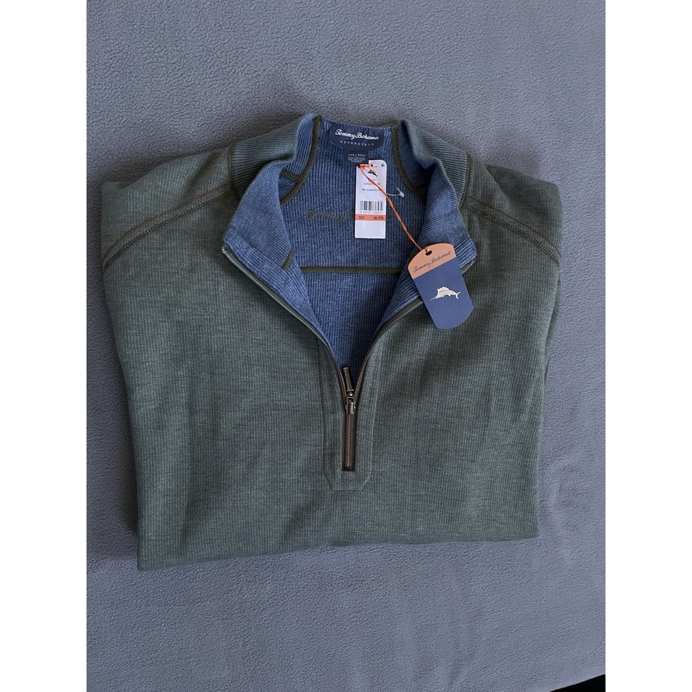 Tommy Bahama Men's Flipsider Half Zip Reverseable Sweater 3xl New Celadonheather